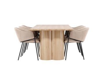 Matgrupp Olivia 210 cm Rektangulär med 6 Evelina stolar - Whitewash/Beige - Möbler - Bord & matgrupp - Matgrupp