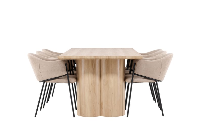 Matgrupp Olivia 210 cm Rektangulär med 6 Evelina stolar - Whitewash/Beige - Möbler - Bord & matgrupp - Matgrupp