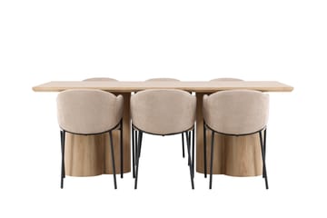 Matgrupp Olivia 210 cm Rektangulär med 6 Evelina stolar - Whitewash/Beige - Möbler - Bord & matgrupp - Matgrupp