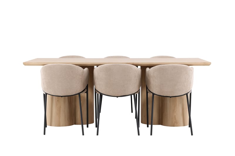 Matgrupp Olivia 210 cm Rektangulär med 6 Evelina stolar - Whitewash/Beige - Möbler - Bord & matgrupp - Matgrupp