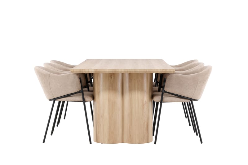 Matgrupp Olivia 210 cm Rektangulär med 6 Evelina stolar - Whitewash/Beige - Möbler - Bord & matgrupp - Matgrupp