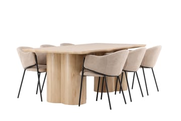 Matgrupp Olivia 210 cm Rektangulär med 6 Evelina stolar - Whitewash/Beige - Möbler - Bord & matgrupp - Matgrupp