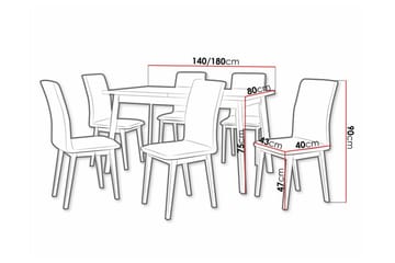 Patrickswell Rektangulär Utdragbar Matgrupp 140–180 cm – Matbord med Ekutseende och 6 Klädda Matstolar med Raka Ben - Svart|Beige|Natur - Möbler - Bord & matgrupp - Matgrupp