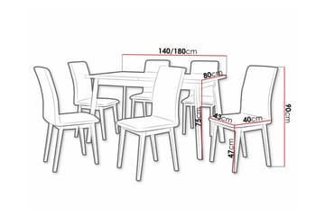 Patrickswell Rektangulär Utdragbar Matgrupp 140–180 cm – Matbord med Ekutseende och 6 Klädda Matstolar med Raka Ben - Vit|Beige|Brun - Möbler - Bord & matgrupp - Matgrupp