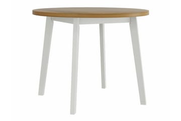 Patrickswell Rund Matgrupp 100 cm – Matbord med Ekutseende och 4 Matstolar med Klädd Rygg i Trä - Vit|Beige - Möbler - Bord & matgrupp - Matgrupp