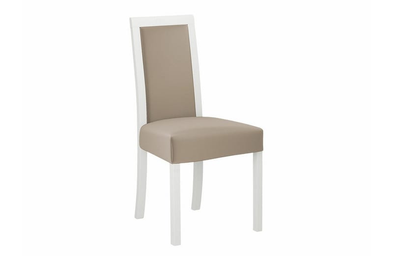 Patrickswell Rund Matgrupp 100 cm – Matbord med Ekutseende och 4 Matstolar med Klädd Rygg i Trä - Vit|Beige - Möbler - Bord & matgrupp - Matgrupp