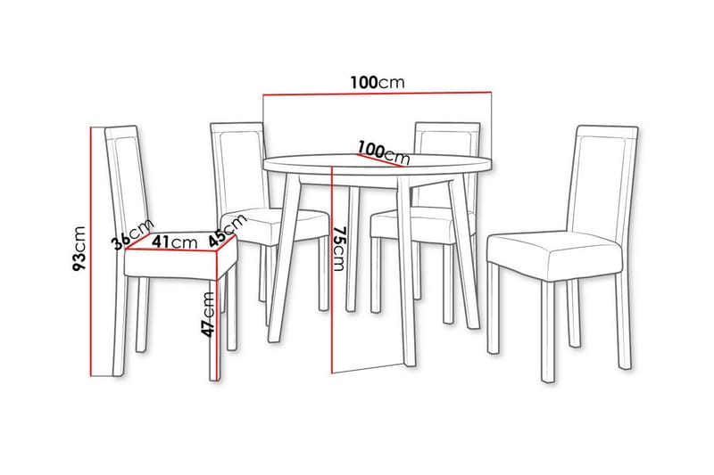 Patrickswell Rund Matgrupp 100 cm – Matbord med Vit Skiva och 4 Matstolar med Klädd Rygg i Trä - Natur|Olivgrön - Möbler - Bord & matgrupp - Matgrupp