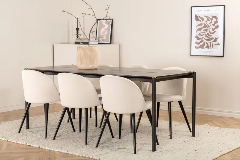 Pelle matbord med 6st Velvet matstol - Möbler - Bord & matgrupp - Matgrupp