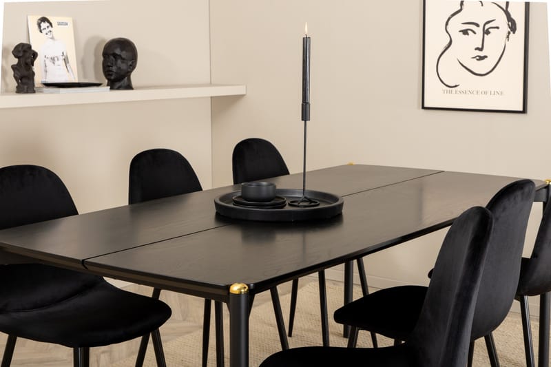 Pelle Matgrupp 190 cm inkl 6 Pontus Stolar - Svart - Möbler - Bord & matgrupp - Matgrupp