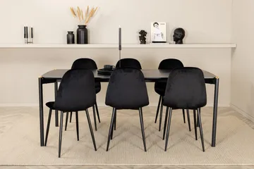 Pelle Matgrupp 190 cm inkl 6 Pontus Stolar - Svart - Möbler - Bord & matgrupp - Matgrupp