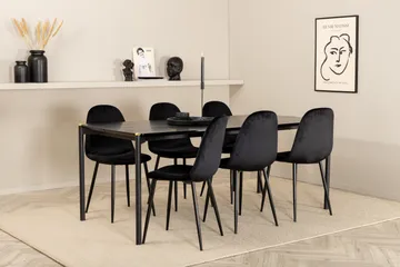 Pelle Matgrupp 190 cm inkl 6 Pontus Stolar - Svart - Möbler - Bord & matgrupp - Matgrupp