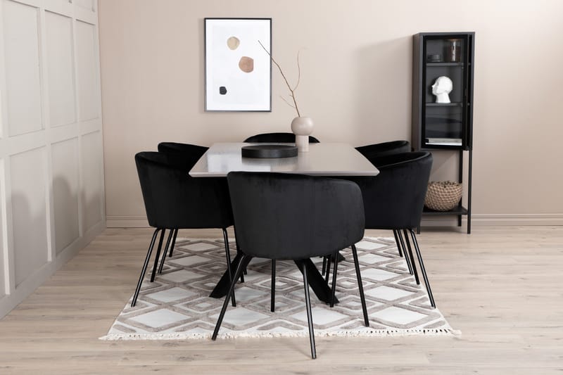 Penny Matgrupp 190 cm inkl 6 Berita Stolar - Grå/Svart - Möbler - Bord & matgrupp - Matgrupp