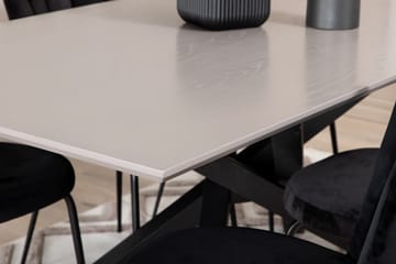 Penny Matgrupp 190 cm inkl 6 Limhamn Sammetsstolar - Grå/Svart - Möbler - Bord & matgrupp - Matgrupp