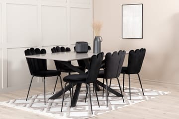 Penny Matgrupp 190 cm inkl 6 Limhamn Sammetsstolar - Grå/Svart - Möbler - Bord & matgrupp - Matgrupp