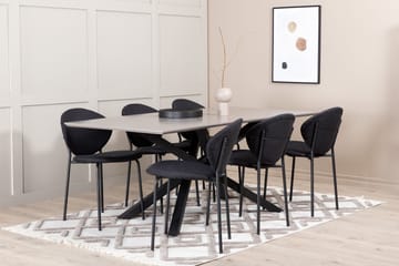 Penny Matgrupp 190 cm inkl 6 Moncoll Stolar - Grå/Svart - Möbler - Bord & matgrupp - Matgrupp