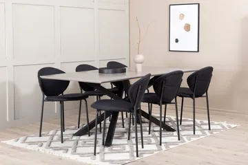 Penny Matgrupp 190 cm inkl 6 Moncoll Stolar - Grå/Svart - Möbler - Bord & matgrupp - Matgrupp