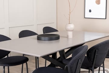 Penny Matgrupp 190 cm inkl 6 Moncoll Stolar - Grå/Svart - Möbler - Bord & matgrupp - Matgrupp