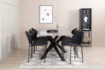 Penny Matgrupp 190 cm inkl 6 Moncoll Stolar - Grå/Svart - Möbler - Bord & matgrupp - Matgrupp