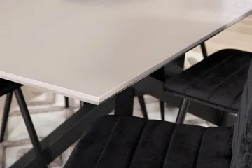 Penny Matgrupp 190 cm inkl 6 Robin Sammetsstolar - Grå/Svart - Möbler - Bord & matgrupp - Matgrupp