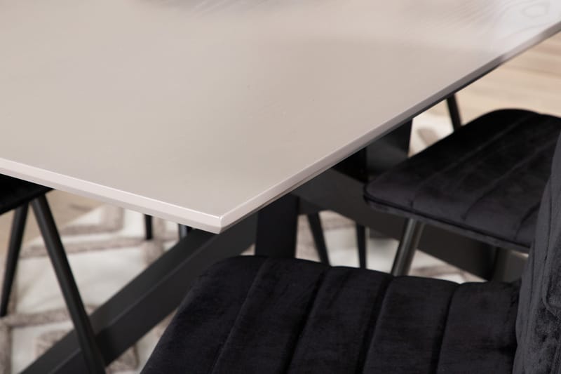 Penny Matgrupp 190 cm inkl 6 Robin Sammetsstolar - Grå/Svart - Möbler - Bord & matgrupp - Matgrupp