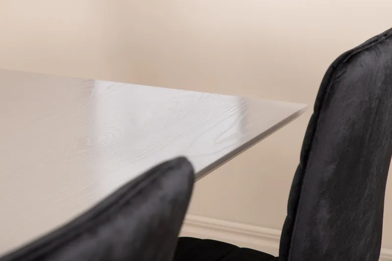 Penny Matgrupp 190 cm inkl 6 Robin Sammetsstolar - Grå/Svart - Möbler - Bord & matgrupp - Matgrupp