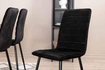 Penny Matgrupp 190 cm inkl 6 Robin Sammetsstolar - Grå/Svart - Möbler - Bord & matgrupp - Matgrupp