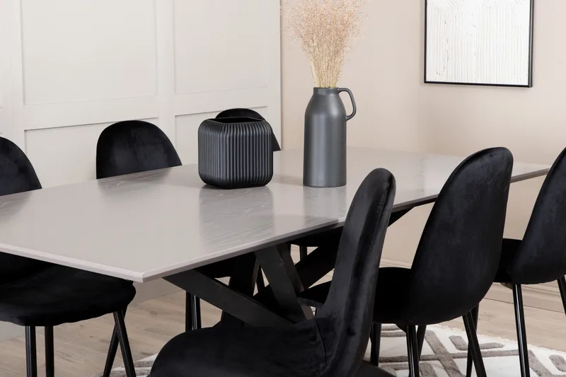 Penny Matgrupp 190 cm inkl 6 Pontus Stolar - Grå/Svart - Möbler - Bord & matgrupp - Matgrupp