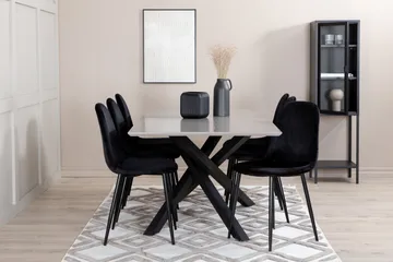 Penny Matgrupp 190 cm inkl 6 Pontus Stolar - Grå/Svart - Möbler - Bord & matgrupp - Matgrupp