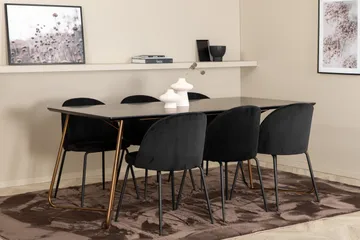 Pipi Matgrupp 190 cm inkl 6 Foyos Stolar - Svart/Koppar - Möbler - Bord & matgrupp - Matgrupp