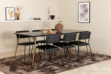 Pipi Matgrupp 190 cm inkl 6 Kenth Stolar - Svart/Koppar - Möbler - Bord & matgrupp - Matgrupp
