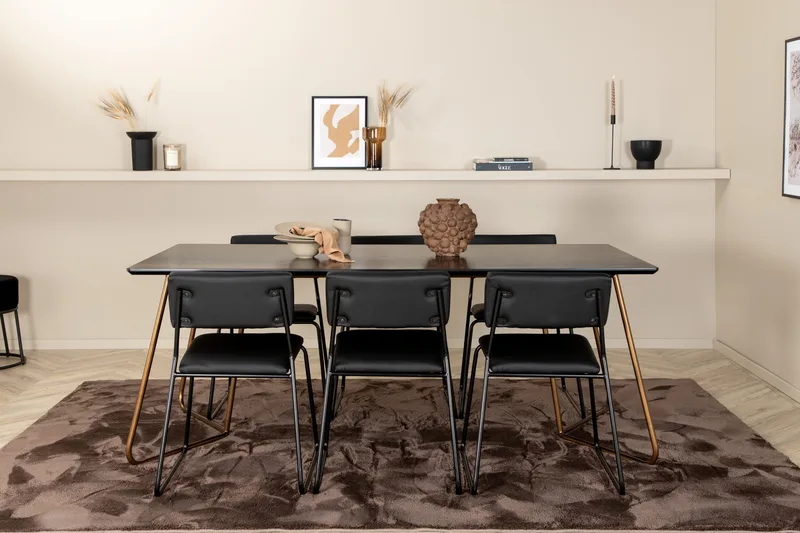 Pipi Matgrupp 190 cm inkl 6 Kenth Stolar - Svart/Koppar - Möbler - Bord & matgrupp - Matgrupp