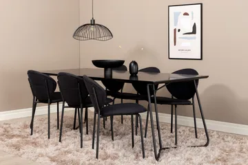 Pipi Matgrupp 190 cm inkl 6 Moncoll Stolar - Svart - Möbler - Bord & matgrupp - Matgrupp