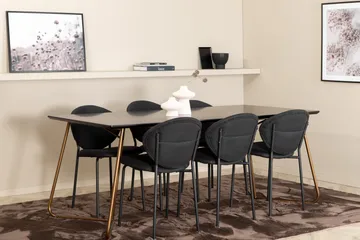 Pipi Matgrupp 190 cm inkl 6 Moncoll Stolar - Svart/Koppar - Möbler - Bord & matgrupp - Matgrupp