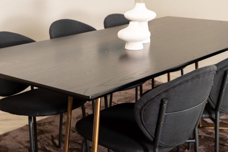 Pipi Matgrupp 190 cm inkl 6 Moncoll Stolar - Svart/Koppar - Möbler - Bord & matgrupp - Matgrupp