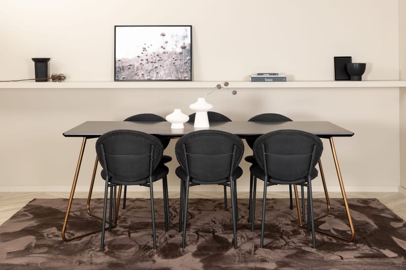 Pipi Matgrupp 190 cm inkl 6 Moncoll Stolar - Svart/Koppar - Möbler - Bord & matgrupp - Matgrupp