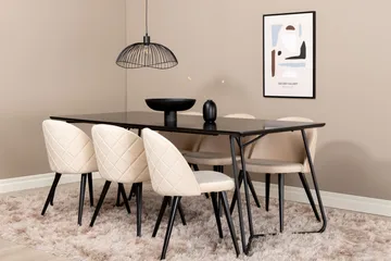 Pipi Matgrupp 190 cm inkl 6 Velvets Stolar - Svart - Möbler - Bord & matgrupp - Matgrupp