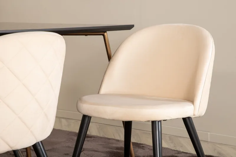 Pipi Matgrupp 190 cm inkl 6 Velvets Stolar - Svart/Koppar - Möbler - Bord & matgrupp - Matgrupp