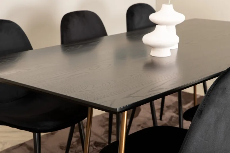 Pipi Matgrupp 190 cm inkl 6 Pontus Stolar - Svart/Koppar - Möbler - Bord & matgrupp - Matgrupp