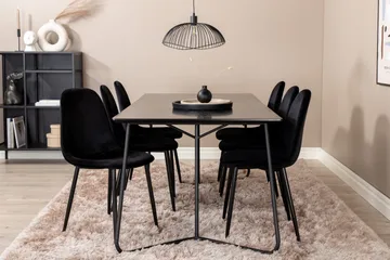 Pipi Matgrupp 190 cm inkl 6 Pontus Stolar - Svart - Möbler - Bord & matgrupp - Matgrupp