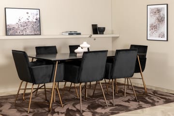 Pipi Matgrupp 190 cm inkl 6 Pipi Stolar - Svart/Koppar - Möbler - Bord & matgrupp - Matgrupp