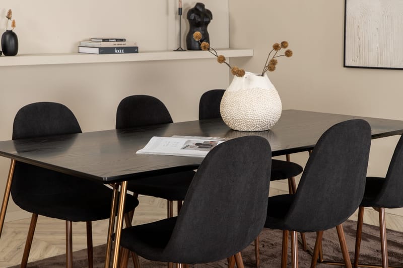 Pipi Matgrupp 190 cm inkl 6 Pontus Stolar - Svart/Koppar/Brun - Möbler - Bord & matgrupp - Matgrupp