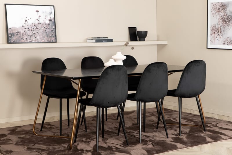 Pipi Matgrupp 190 cm inkl 6 Pontus Stolar - Svart/Koppar - Möbler - Bord & matgrupp - Matgrupp