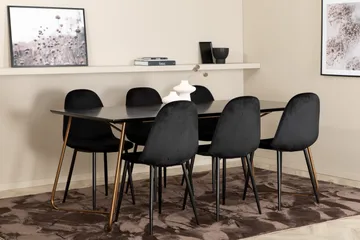 Pipi Matgrupp 190 cm inkl 6 Pontus Stolar - Svart/Koppar - Möbler - Bord & matgrupp - Matgrupp