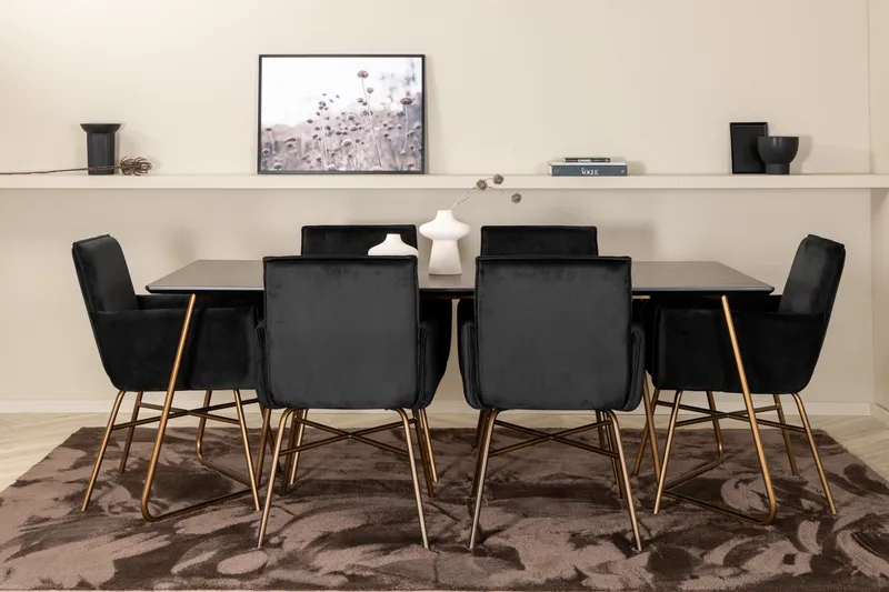 Pipi Matgrupp 190 cm inkl 6 Pipi Stolar - Svart/Koppar - Möbler - Bord & matgrupp - Matgrupp