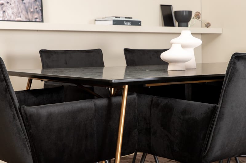 Pipi Matgrupp 190 cm inkl 6 Pipi Stolar - Svart/Koppar - Möbler - Bord & matgrupp - Matgrupp