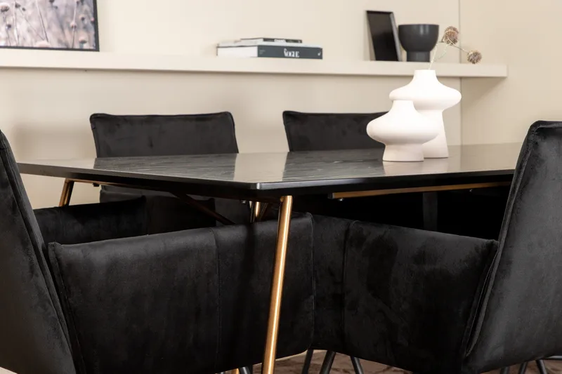 Pipi Matgrupp 190 cm inkl 6 Pipi Stolar - Svart/Koppar - Möbler - Bord & matgrupp - Matgrupp