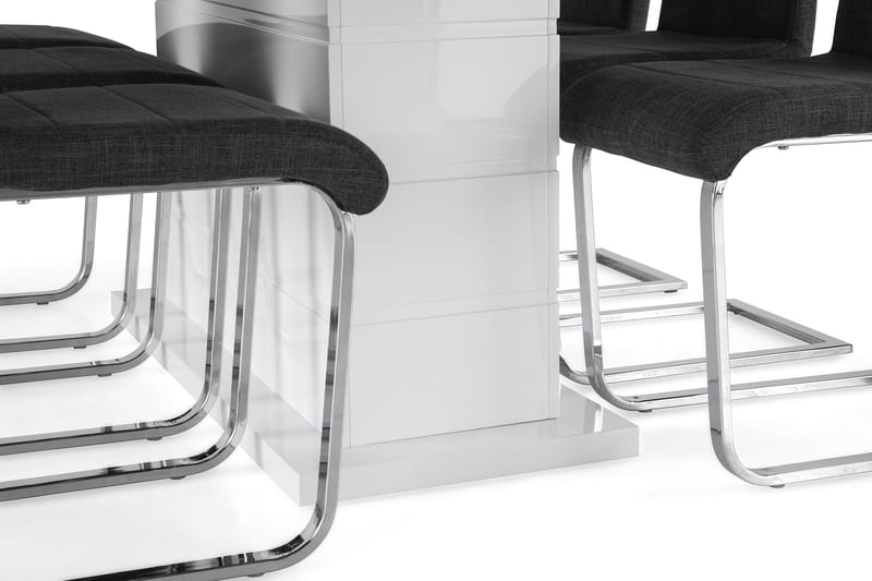 Ratliff Förlängningsbar Matgrupp 180 cm med 6 Cibus Stol - Vit/Grå/Krom - Möbler - Bord & matgrupp - Matgrupp