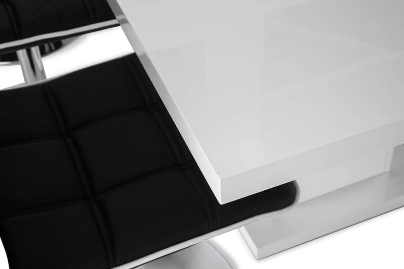 Ratliff Förlängningsbar Matgrupp 180 cm med 6 Frida Stol - Vit/Svart PU/Krom - Möbler - Bord & matgrupp - Matgrupp