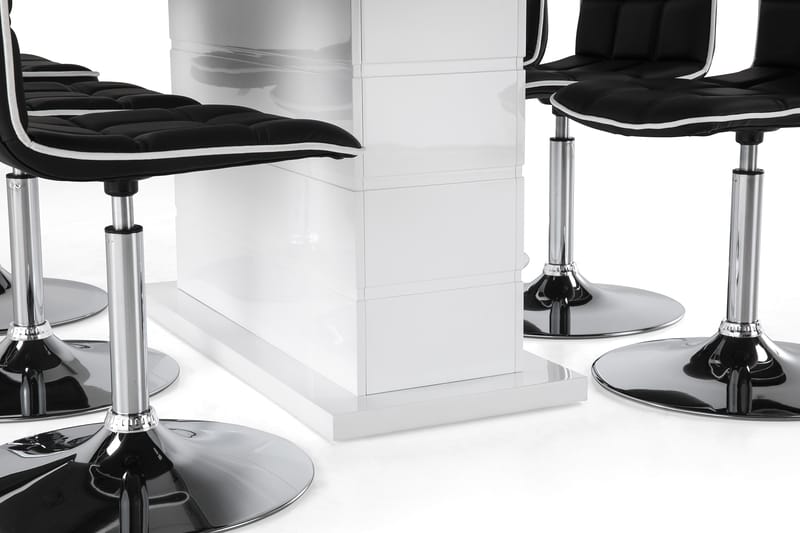 Ratliff Förlängningsbar Matgrupp 180 cm med 6 Frida Stol - Vit/Svart PU/Krom - Möbler - Bord & matgrupp - Matgrupp