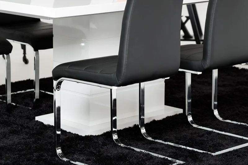 Ratliff Förlängningsbart Matgrupp 180 cm med 4 Cibus Stol - Vit/Svart - Möbler - Bord & matgrupp - Matgrupp